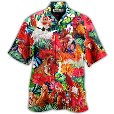Hawaiian Shirt / Adults / S Chicken Loves Summer Tropical Style - Hawaiian Shirt - Owls Matrix LTD