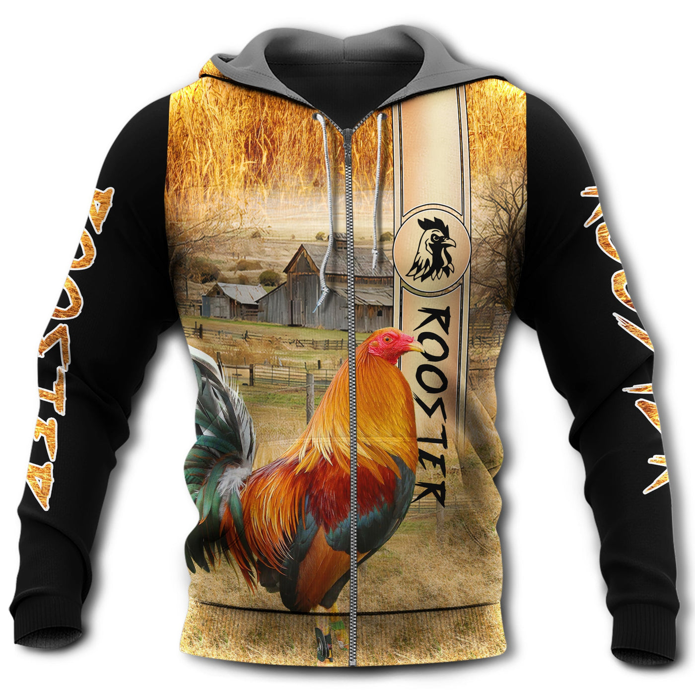 Zip Hoodie / S Chicken Rooster Love Farm - Hoodie - Owls Matrix LTD