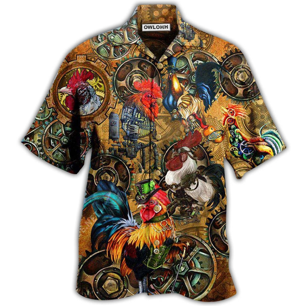 Hawaiian Shirt / Adults / S Chicken Rooster Steampunk - Hawaiian Shirt - Owls Matrix LTD