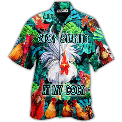 Hawaiian Shirt / Adults / S Chicken Stop Staring At My Cock Funny Rooster - Hawaiian Shirt - Owls Matrix LTD