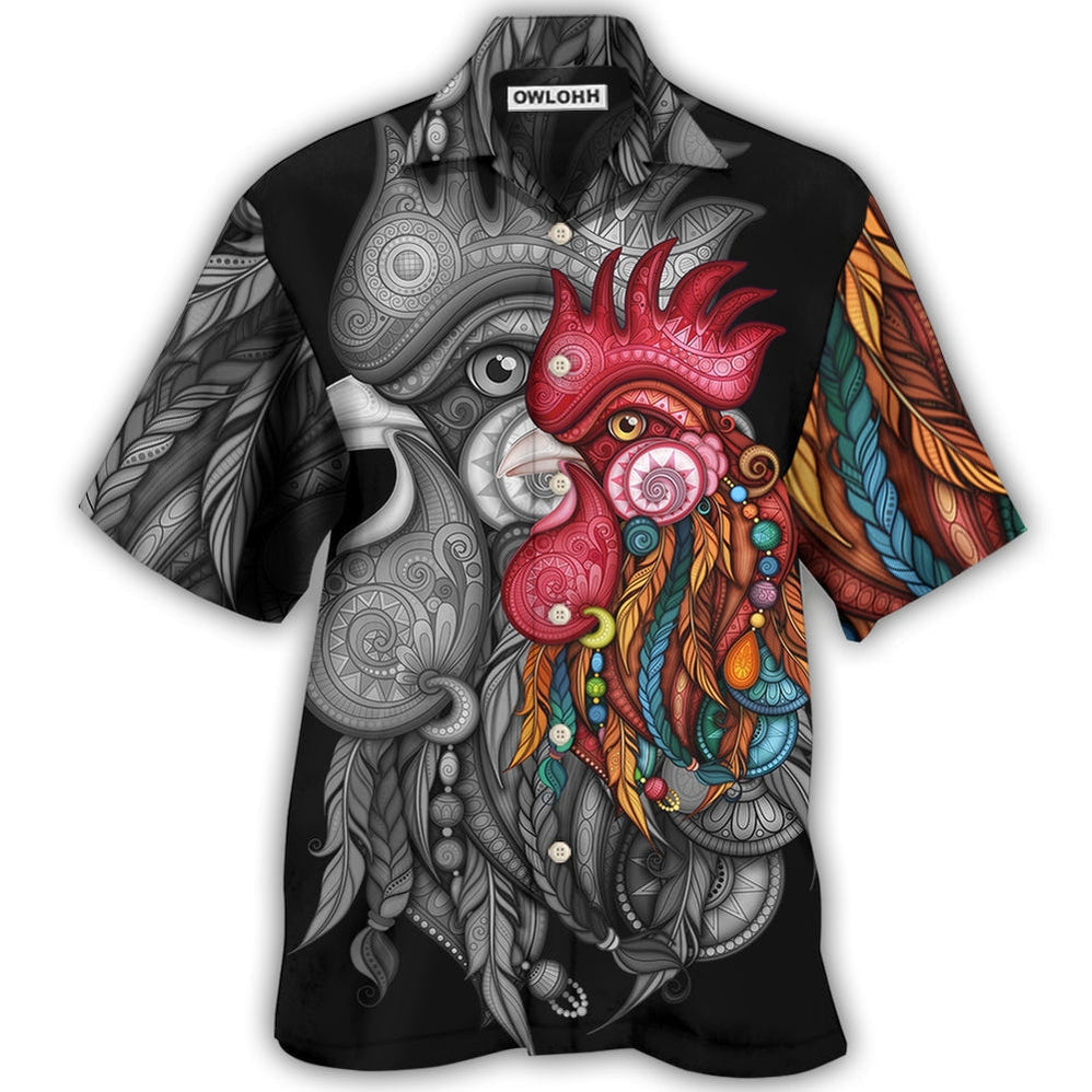 Hawaiian Shirt / Adults / S Chicken Rooster Black And Color - Hawaiian Shirt - Owls Matrix LTD