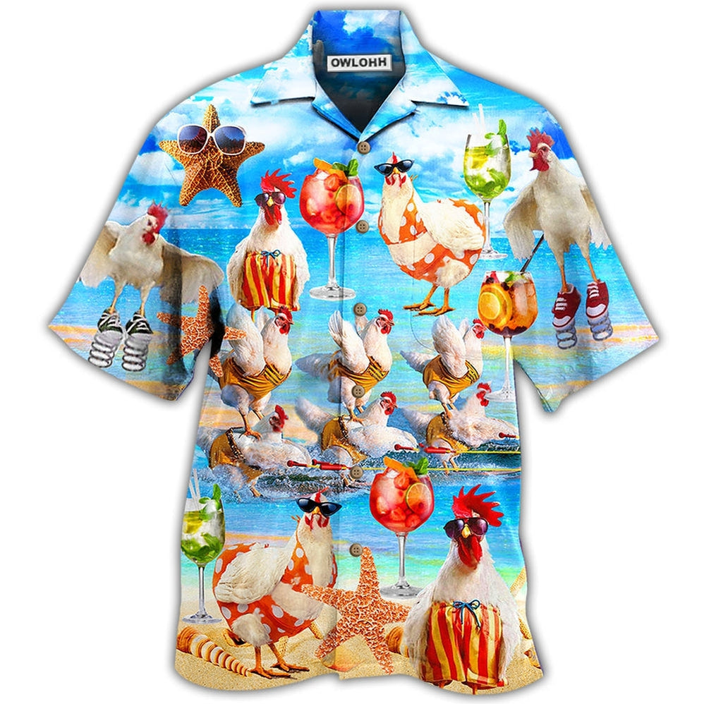 Hawaiian Shirt / Adults / S Chicken On The Beach Love Summer - Hawaiian Shirt - Owls Matrix LTD