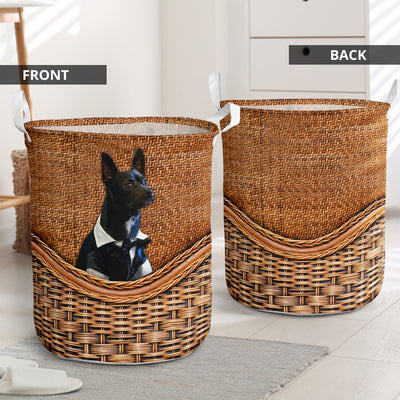 Dog Lover Chihuahua Rattan Teaxture Black - Laundry basket - Owls Matrix LTD