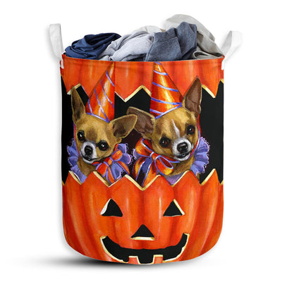 S: 17.72”x13.78” (45x35 cm) Chihuahua Pumpkin Painting - Laundry basket - Owls Matrix LTD