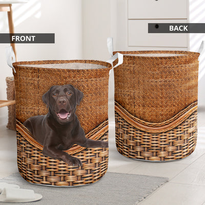 Chocolate Labrador Dog Rattan Teaxture - Laundry basket - Owls Matrix LTD