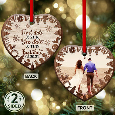 Christmas Gift First Date - Heart Ornament - Owls Matrix LTD