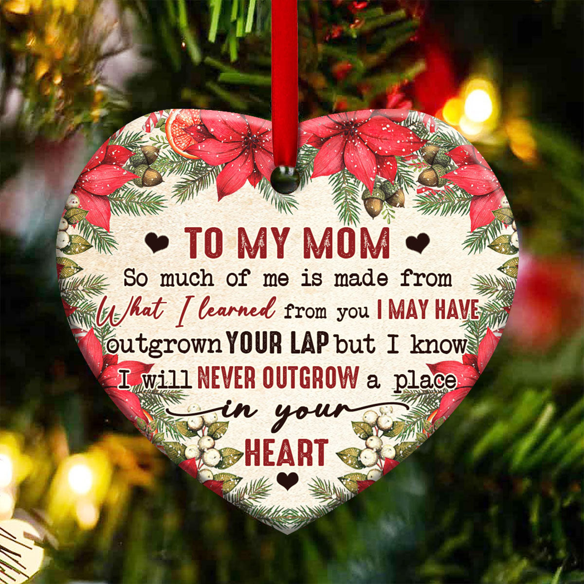 Christmas Gift To My Mom - Heart Ornament - Owls Matrix LTD
