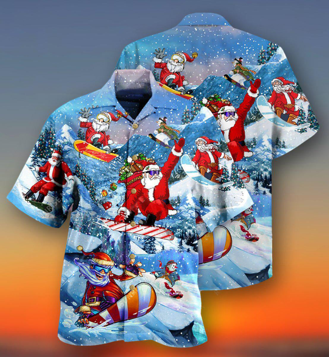 Christmas Close To Heaven Down To Earth Snowboarding With Snow - Hawaiian Shirt - Owls Matrix LTD