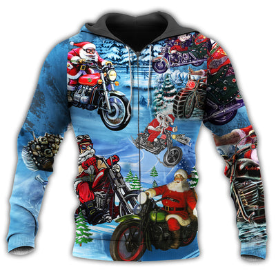 Christmas Driving With Santa Claus With Colorful - Hoodie - Owls Matrix LTD