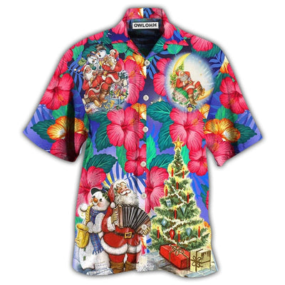Hawaiian Shirt / Adults / S Christmas Flowers Tropical Santa Claus - Hawaiian Shirt - Owls Matrix LTD