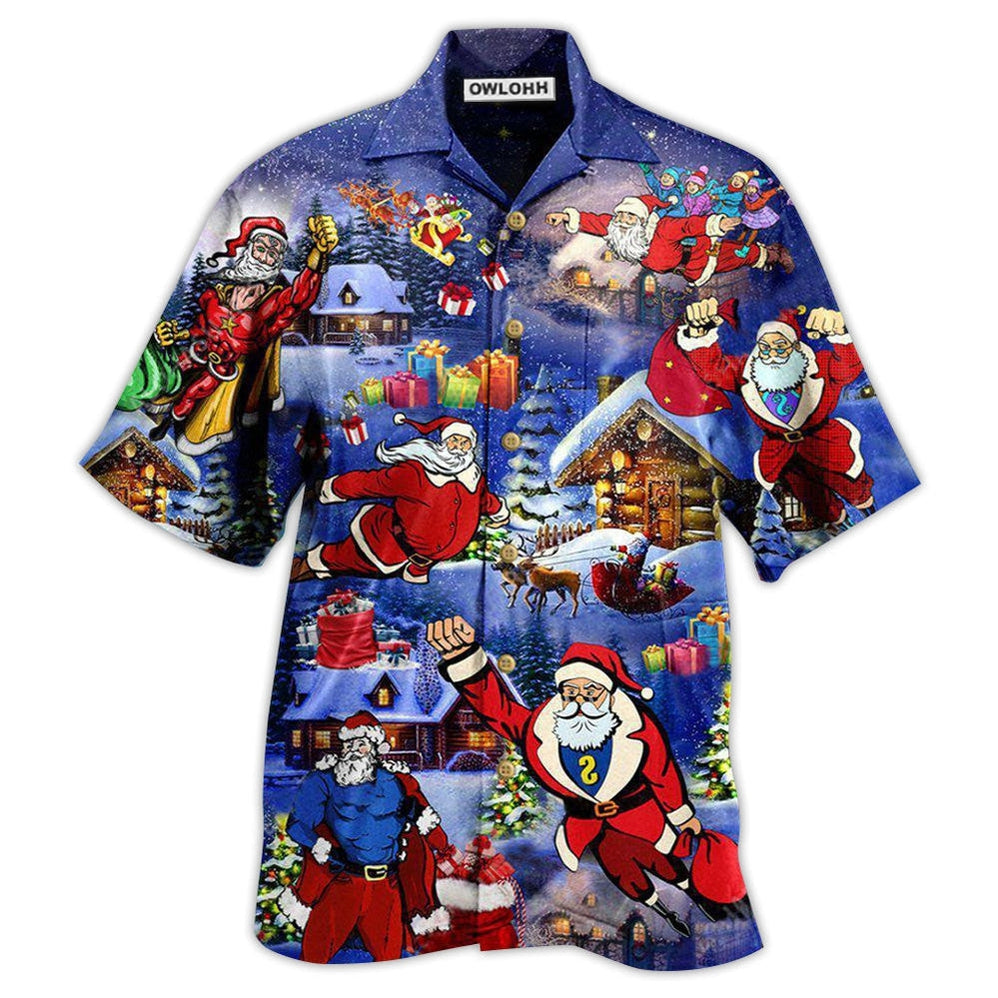 Hawaiian Shirt / Adults / S Christmas Christmas Flying Super Santa - Hawaiian Shirt - Owls Matrix LTD