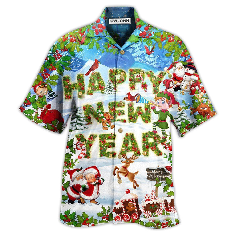 Hawaiian Shirt / Adults / S Christmas Happy New Year Snow Merry Christmas - Hawaiian Shirt - Owls Matrix LTD