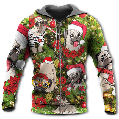 Zip Hoodie / S Christmas Have A Little Pugmas - Hoodie - Owls Matrix LTD