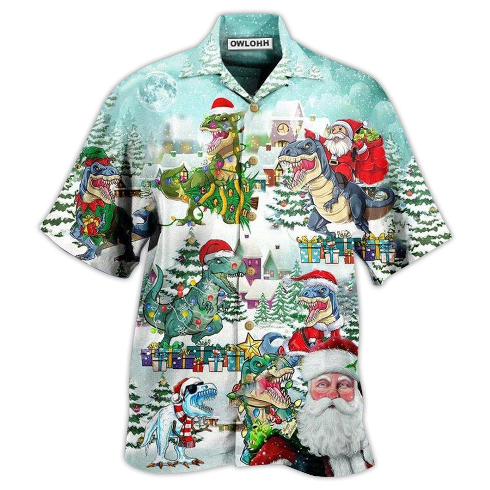 Hawaiian Shirt / Adults / S Christmas Have A Roarsome In Snow - Hawaiian Shirt - Owls Matrix LTD