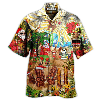Hawaiian Shirt / Adults / S Christmas Mele Kalikimaka From Hawaii With Flower - Hawaiian Shirt - Owls Matrix LTD