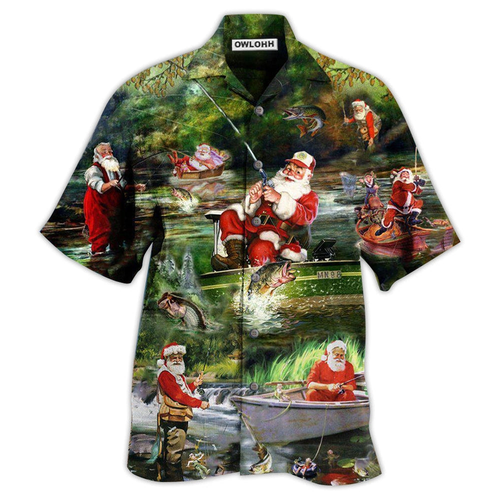 Hawaiian Shirt / Adults / S Fishing Christmas Merry Fishmasand A Happy New Reel - Hawaiian Shirt - Owls Matrix LTD