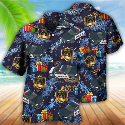 Christmas Police Pattern Merry Christmas - Hawaiian Shirt - Owls Matrix LTD