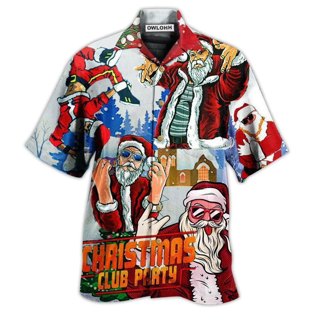 Hawaiian Shirt / Adults / S Christmas Christmas Club Party Santa Dances Like A Star - Hawaiian Shirt - Owls Matrix LTD