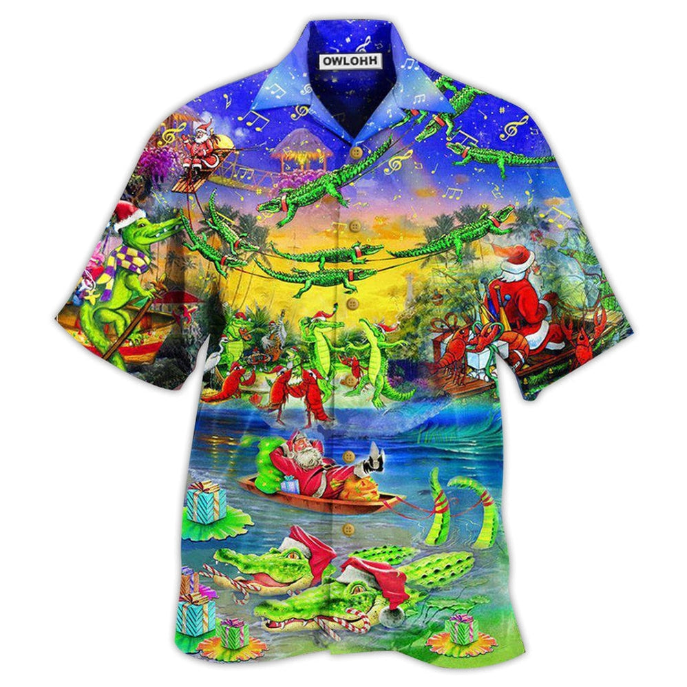 Hawaiian Shirt / Adults / S Christmas Santa Riding Alligator Christmas - Hawaiian Shirt - Owls Matrix LTD