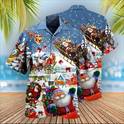 Christmas Say Hi From Santa's Sleigh Snow - Hawaiian Shirt - Owls Matrix LTD