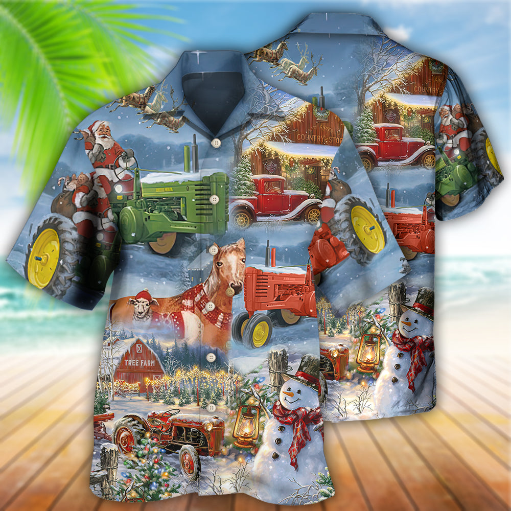 Christmas To Farm Happiness In Sky - Hawaiian Shirt - Owls Matrix LTD