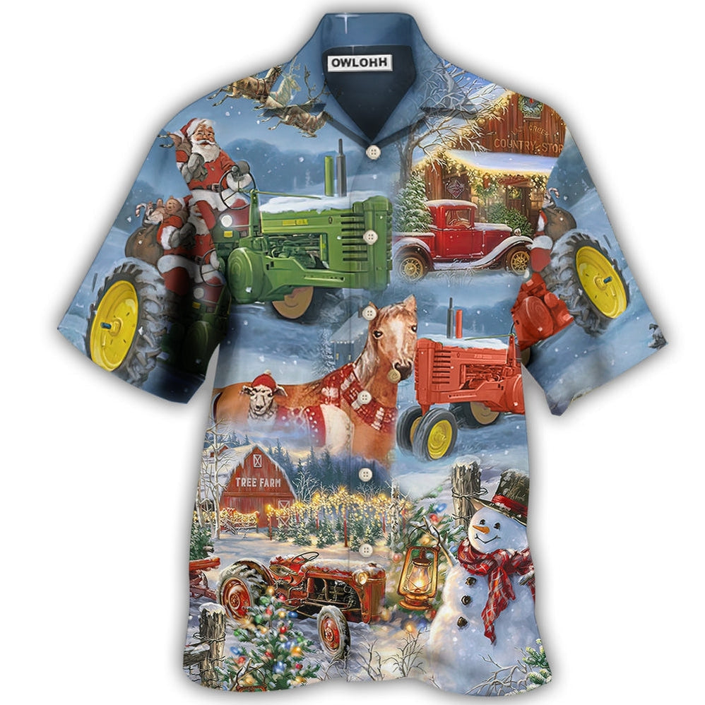 Hawaiian Shirt / Adults / S Christmas To Farm Happiness In Sky - Hawaiian Shirt - Owls Matrix LTD