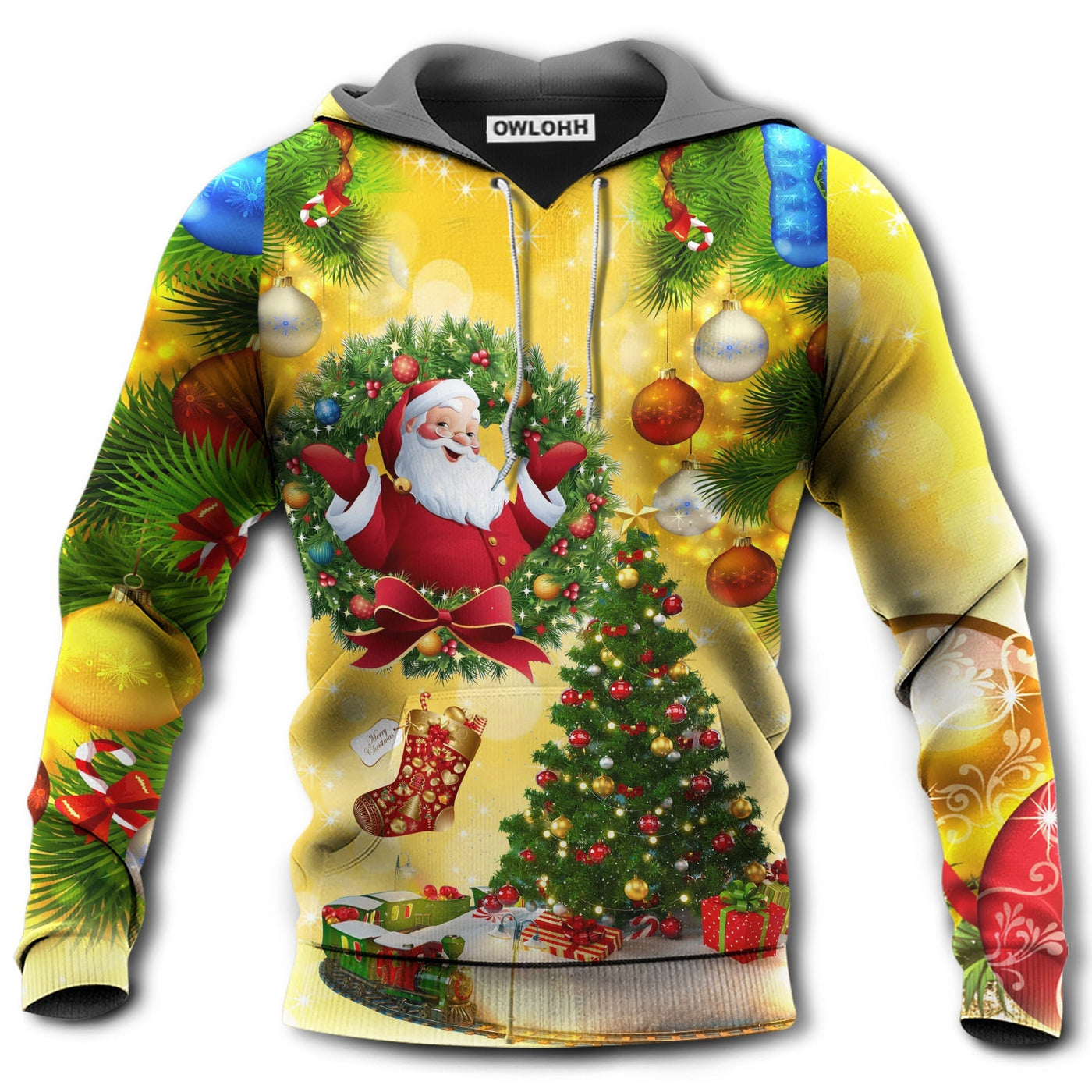 Unisex Hoodie / S Christmas Tree Yellow Santa - Hoodie - Owls Matrix LTD