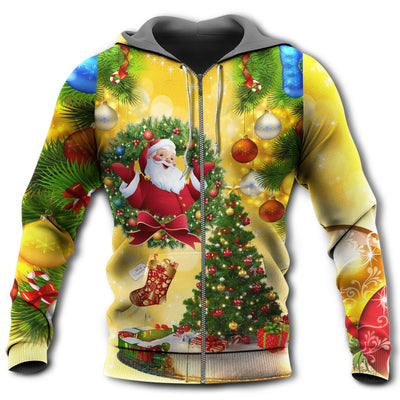 Zip Hoodie / S Christmas Tree Yellow Santa - Hoodie - Owls Matrix LTD