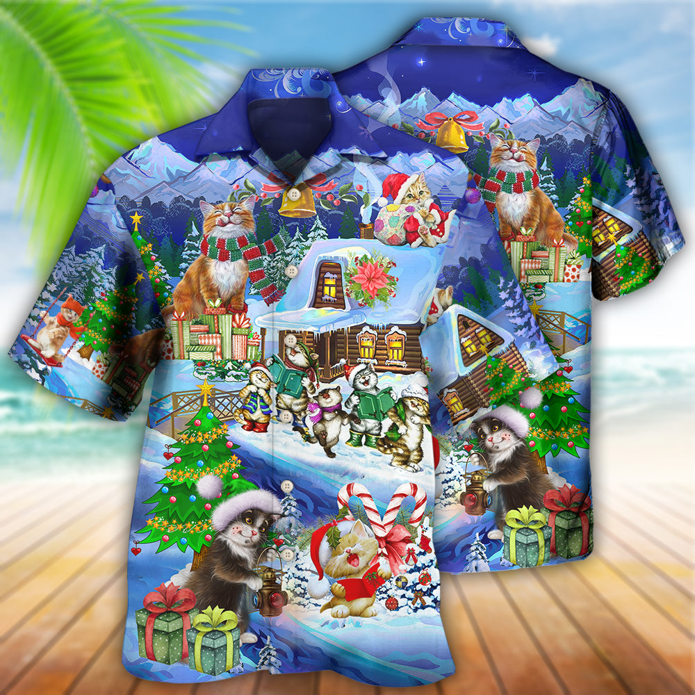 Christmas Cat Santa Love Gift - Hawaiian Shirt - Owls Matrix LTD