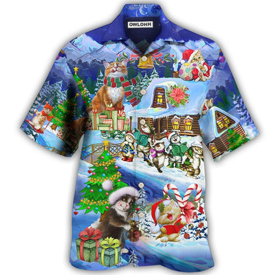 Hawaiian Shirt / Adults / S Christmas Cat Santa Love Gift - Hawaiian Shirt - Owls Matrix LTD