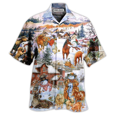 Hawaiian Shirt / Adults / S Horse Christmas Love Horse And Farm - Hawaiian Shirt - Owls Matrix LTD