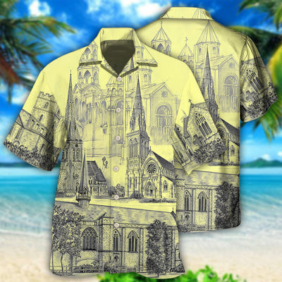 Church With Grey Vintage Style - Hawaiian Shirt - Owls Matrix LTD