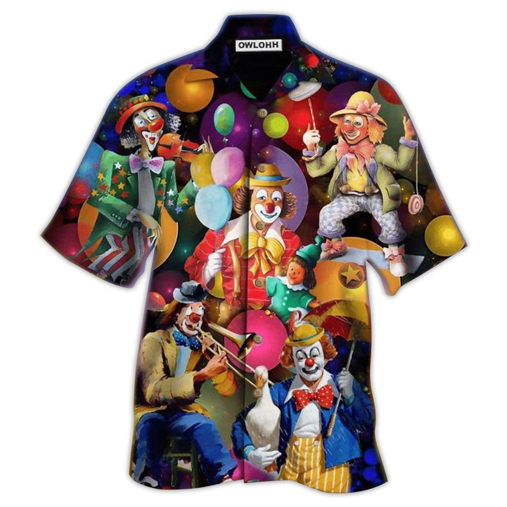 Hawaiian Shirt / Adults / S Clown Funny Happy Love Life - Hawaiian Shirt - Owls Matrix LTD