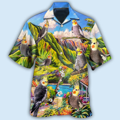 Parrot Cockatiel Beautiful Landscape - Hawaiian Shirt - Owls Matrix LTD