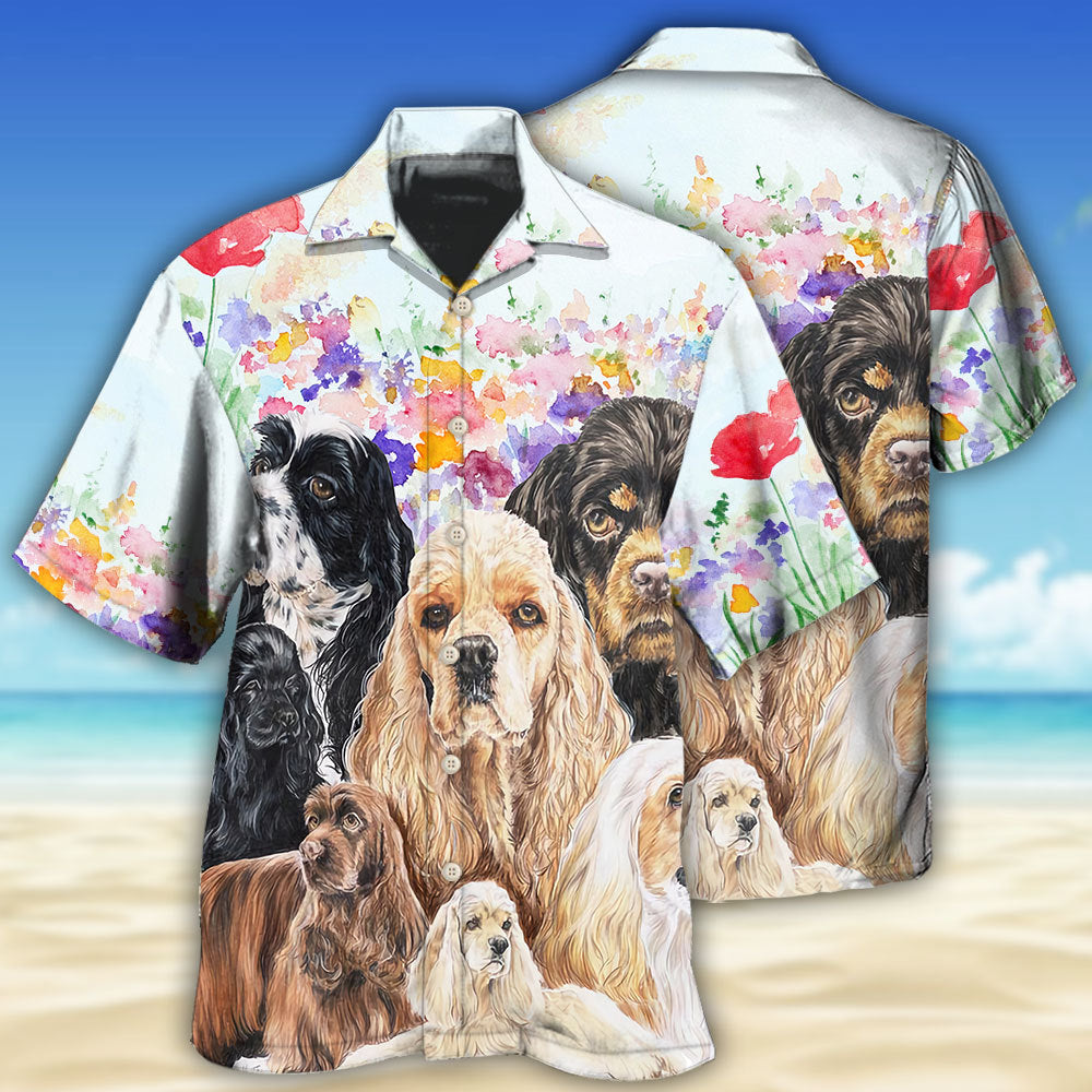 Cocker Spaniel Dog And Flowers Lover - Hawaiian Shirt - Owls Matrix LTD