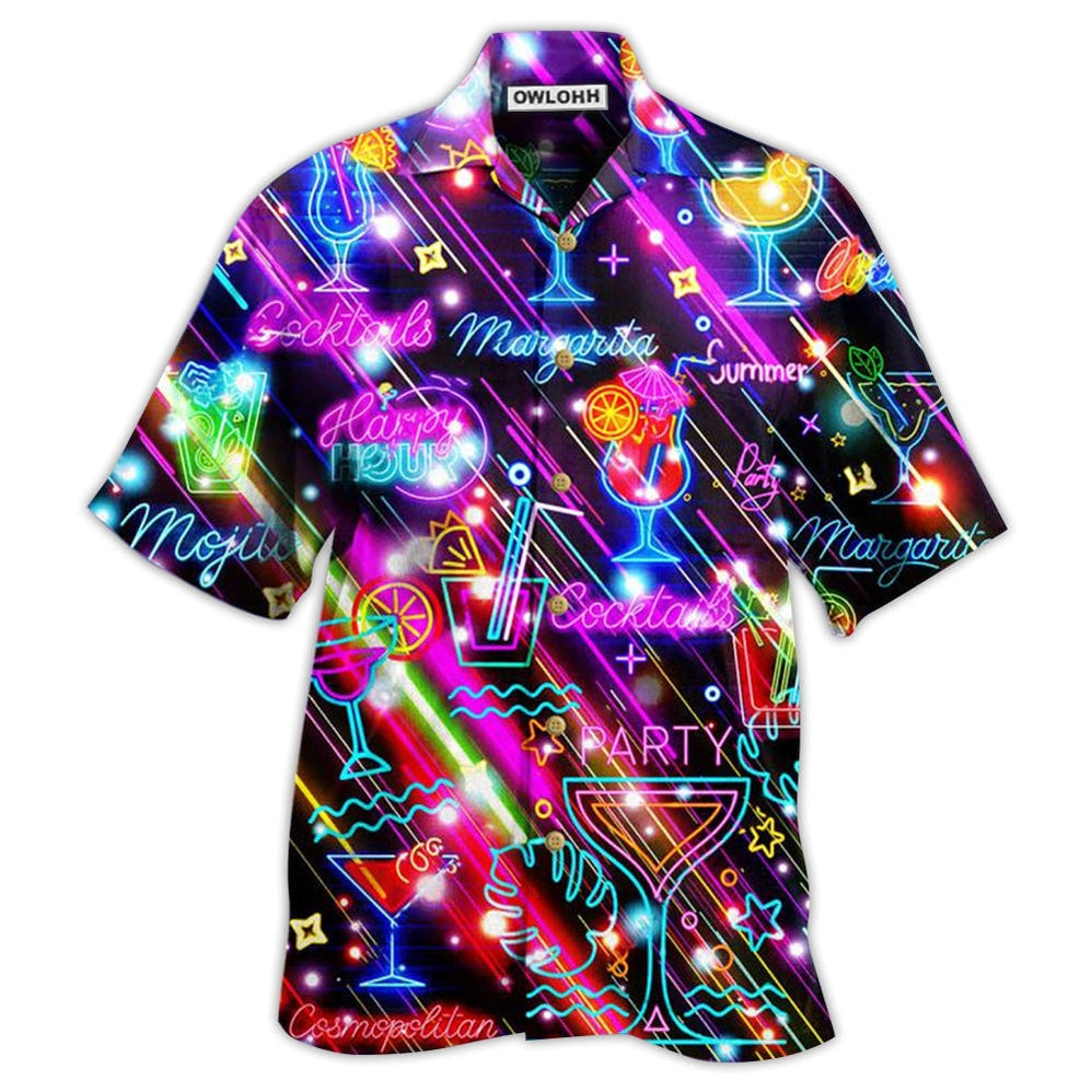 Hawaiian Shirt / Adults / S Cocktail Happy Hour Neon Style Amazing - Hawaiian Shirt - Owls Matrix LTD