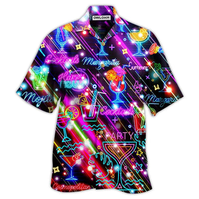 Hawaiian Shirt / Adults / S Cocktail Happy Hour Neon Style Amazing - Hawaiian Shirt - Owls Matrix LTD
