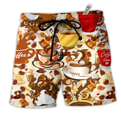 Beach Short / Adults / S Coffee Everything Gets Better With Coffee Delicious - Beach Short - Owls Matrix LTD