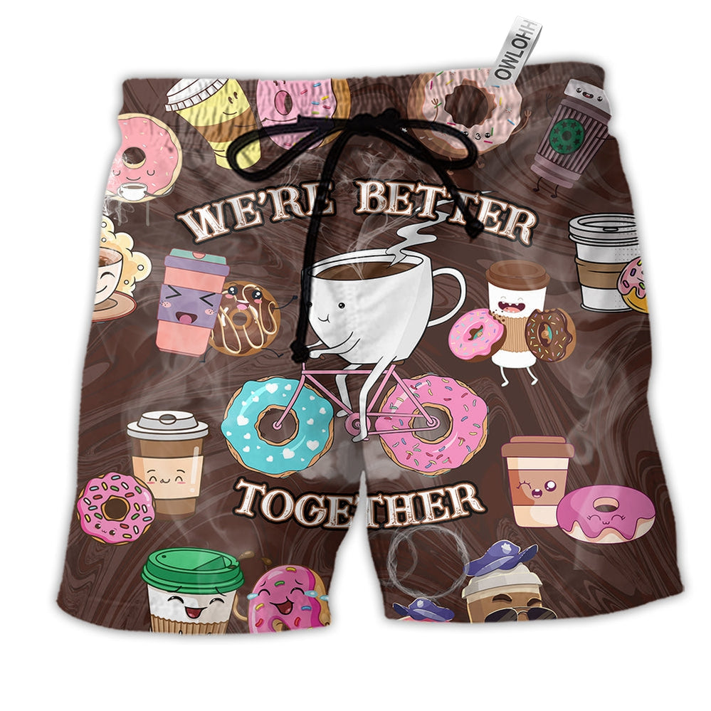 Beach Short / Adults / S Coffee We're Better Together Donuts And Coffee Sweet - Beach Short - Owls Matrix LTD