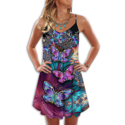 S Amazing Butterfly In Colorful Life - Summer Dress - Owls Matrix LTD