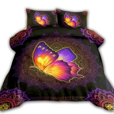 US / Twin (68" x 86") Butterfly Colorful Butterfly Faith Christian - Bedding Cover - Owls Matrix LTD