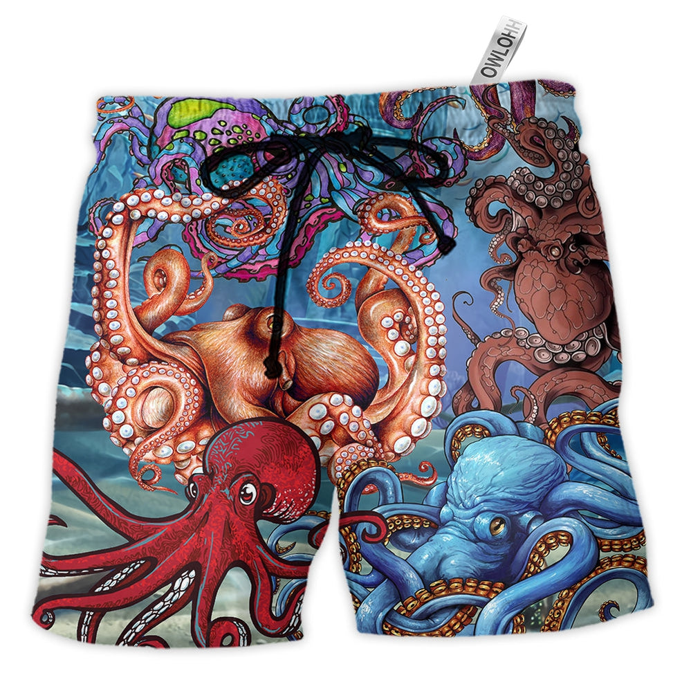 Beach Short / Adults / S Octopus Colorful Octopus Want To Play - Beach Short - Owls Matrix LTD