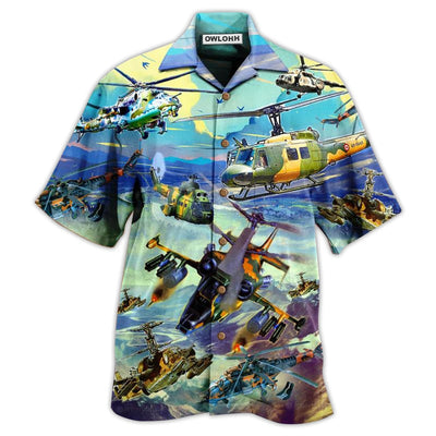 Hawaiian Shirt / Adults / S Combat Aircraft Sky Line Blue Style - Hawaiian Shirt - Owls Matrix LTD