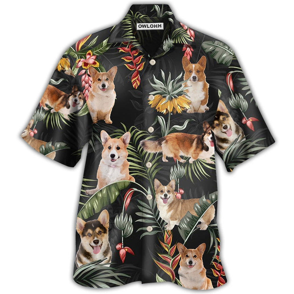 Hawaiian Shirt / Adults / S Corgi Tropical Love Dog - Hawaiian Shirt - Owls Matrix LTD