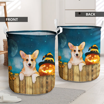 Corgi And Pumpkin Halloween Night - Laundry Basket - Owls Matrix LTD