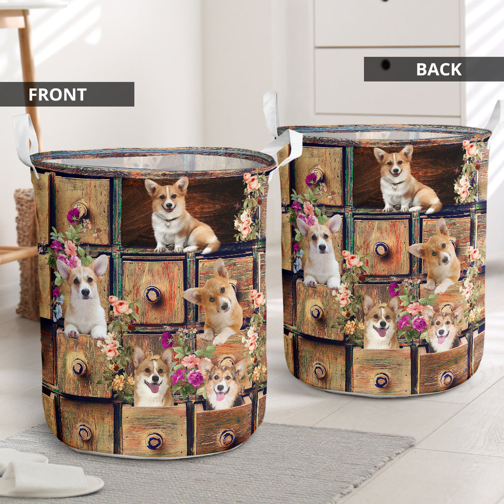Corgi Drawer Floral Style - Laundry Basket - Owls Matrix LTD
