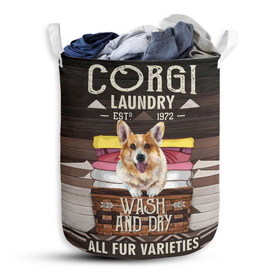 S: 17.72”x13.78” (45x35 cm) Corgi Laundry Wash And Day - Laundry Basket - Owls Matrix LTD