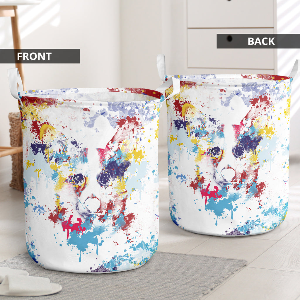 Corgi Watercolor Basic Style - Laundry Basket - Owls Matrix LTD