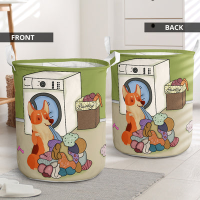 Corgi With Clothes - Laundry Basket - Owls Matrix LTD