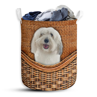 Coton De Tulear Dog Rattan Teaxture - Laundry Basket - Owls Matrix LTD